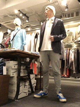 「CPH（シーピーエイチ）のアイテム（ニットキャップ/ビーニー）」を使った、Toshiyukiさん（メンズ・181cm）の夏コーディネート