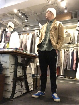 「CPH（シーピーエイチ）のアイテム（ニットキャップ/ビーニー）」を使った、Toshiyukiさん（メンズ・181cm）の夏コーディネート