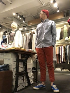 「CPH（シーピーエイチ）のアイテム（ニットキャップ/ビーニー）」を使った、Toshiyukiさん（メンズ・181cm）の夏コーディネート