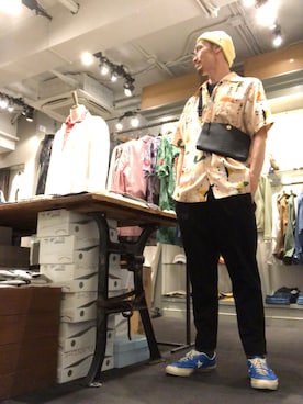 「CPH（シーピーエイチ）のアイテム（ニットキャップ/ビーニー）」を使った、Toshiyukiさん（メンズ・181cm）の夏コーディネート