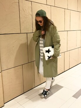 「SHARED EMODA（シェアードエモダ）のアイテム」を使った、hazuさん（レディース・160cm）の冬コーディネート