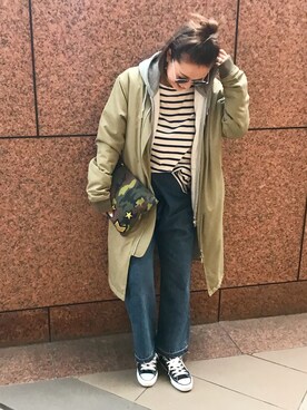 「SHARED EMODA（シェアードエモダ）のアイテム」を使った、hazuさん（レディース・160cm）の冬コーディネート