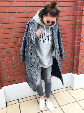 「SHARED EMODA（シェアードエモダ）のアイテム（トップス）」を使った、hazuさん（レディース・160cm）の冬コーディネート
