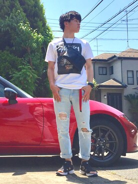 「アイテム（バングル/リストバンド）」を使った、オレンジさん（メンズ・169cm・20代）の春コーディネート