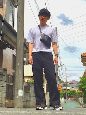 「アイテム（バングル/リストバンド）」を使った、オレンジさん（メンズ・169cm・20代）の春コーディネート