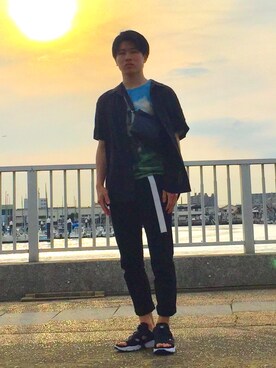「アイテム（バングル/リストバンド）」を使った、オレンジさん（メンズ・169cm・20代）の夏コーディネート
