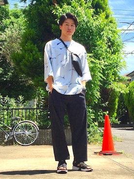 「アイテム（バングル/リストバンド）」を使った、オレンジさん（メンズ・169cm・20代）の夏コーディネート