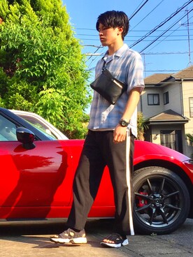「アイテム（バングル/リストバンド）」を使った、オレンジさん（メンズ・169cm・20代）の夏コーディネート