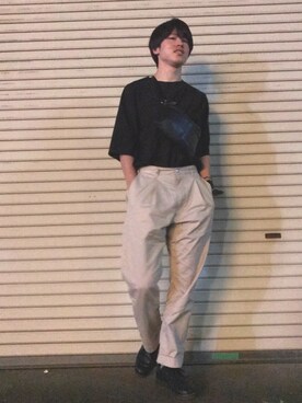 「革靴」｜「アイテム（Tシャツ/カットソー）」を使った、オレンジさん（メンズ・169cm）の夏コーディネート