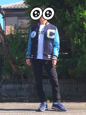 「no brand（ノーブランド）のアイテム（スタジャン）」を使った、オレンジさん（メンズ・169cm）の秋コーディネート