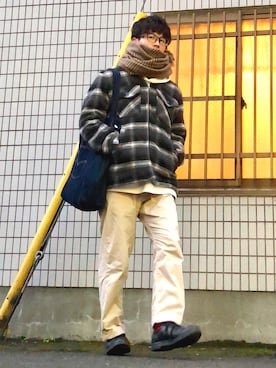 「SEVENDAYS=SUNDAY（セブンデイズサンデイ）のアイテム（カバーオール）」を使った、オレンジさん（メンズ・169cm）の冬コーディネート