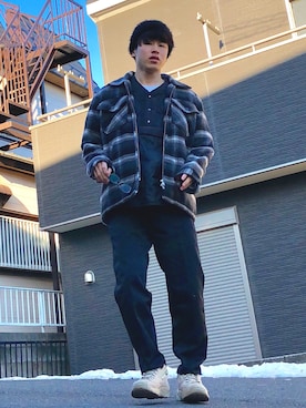 「SEVENDAYS=SUNDAY（セブンデイズサンデイ）のアイテム（カバーオール）」を使った、オレンジさん（メンズ・169cm）の冬コーディネート