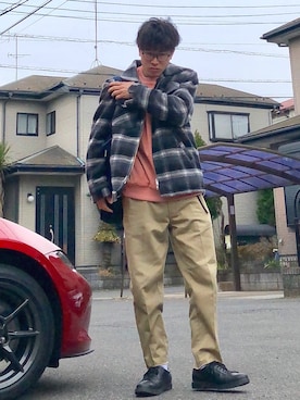 「SEVENDAYS=SUNDAY（セブンデイズサンデイ）のアイテム（カバーオール）」を使った、オレンジさん（メンズ・169cm）の冬コーディネート