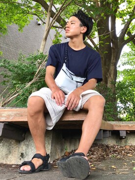 「Pilgrim（ピルグリム）のアイテム」を使った、オレンジさん（メンズ・169cm）の夏コーディネート