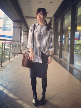 「plain-me（プレインミー）のアイテム（トップス）」を使った、Denïseさん（レディース・165cm）の冬コーディネート