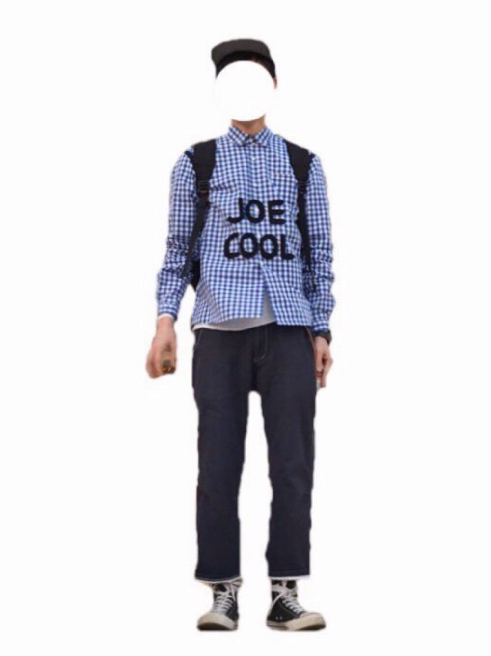 「ギンガムチェック、スヌーピー、クロップドパンツ、ギンガムチェックシャツ」｜「PEANUTSのDIGAWEL / SHIRT（シャツ/ブラウス、ブルー系）」を使った、ともつまさん（メンズ・179cm）の春コーディネートの1枚目の写真