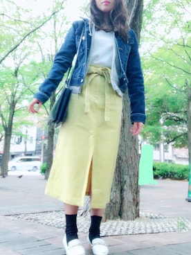「dazzlin（ダズリン）のアイテム（デニムジャケット）」を使った、みおさん（レディース・151cm）の春コーディネート
