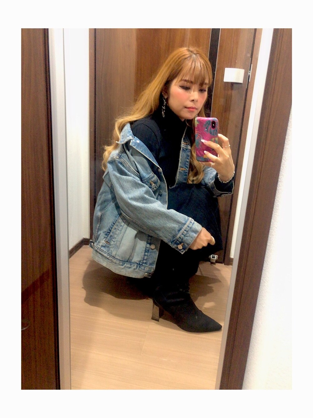 「Mila Owen、ZARA、Gジャン、リブワンピース、シルバーアクセサリー、tiffany&co」｜「Mila Owenのアイテム（デニムジャケット、ブルー系）」を使った、tsutsumin212さん（レディース・161cm）の冬コーディネートの1枚目の写真