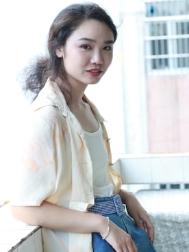 「MOF礼物商店のアイテム（皮帶、ブルー系）」を使った、specialhelenさん（レディース）の夏コーディネート
