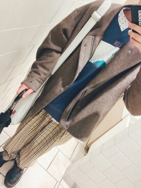 「HARE（ハレ）のアイテム（その他アウター、ブラウン系）」を使った、ゆーきさん（メンズ・170cm）の秋コーディネート