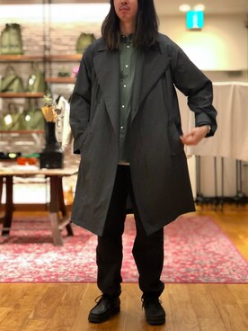 semohのステンカラーコートを使ったメンズ人気ファッション