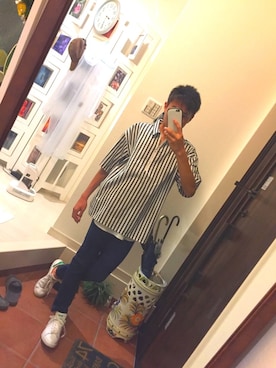「RAGEBLUE（レイジブルー）のハーフZIPシャツ/796614（シャツ/ブラウス、その他）」を使った、Risyunさん（メンズ・170cm）の夏コーディネート
