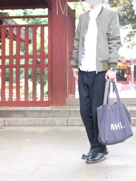 「マーチン」｜「アイテム（MA-1）」を使った、NAAさん（メンズ・174cm）の春コーディネート