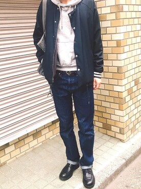 「niko and...（ニコアンド）のアイテム（スタジャン）」を使った、NAAさん（メンズ・174cm）の春コーディネート