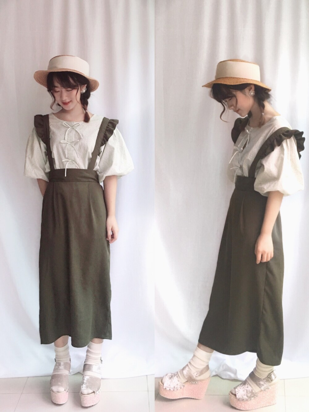 「merry jenny、w closet」｜「merry jennyのflowerバルーンブラウス（シャツ/ブラウス、ホワイト系）」を使った、momokooさん（レディース・155cm）の秋コーディネートの1枚目の写真