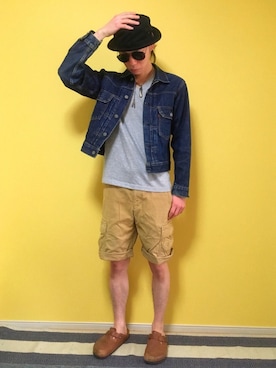 「Eddie Bauer（エディーバウアー）のアイテム（カーゴパンツ）」を使った、libertyさん（メンズ・171cm）の夏コーディネート