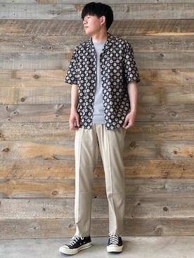 「☆柄シャツ」｜ryoさん（メンズ・179cm）の春コーディネート