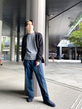 「アイテム（その他シューズ、ブルー系）」を使った、一谷さん（メンズ・174cm）の秋コーディネート
