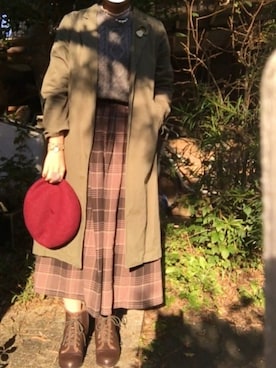 「passage mignon/flaneur（パサージュミニョンフラヌール）のアイテム（ハンチング/ベレー帽）」を使った、hanaco ‪✾‬さん（レディース・156cm）の秋コーディネート