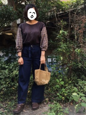「ミニトート」｜「アイテム（その他シューズ）」を使った、hanaco ‪✾‬さん（レディース・156cm）の秋コーディネート