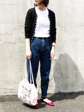 「SOMETHING（サムシング）のFRENCH NOUVEAU W-FRONT SLIM（デニムパンツ）」を使った、maaさん（レディース・165cm）の夏コーディネート