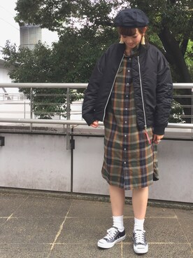 「MILKFED.（ミルクフェド）のアイテム（その他アウター）」を使った、佐藤 麻理さん（レディース・163cm）の秋コーディネート