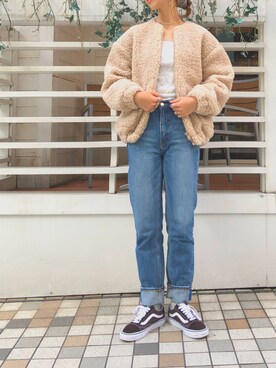 「MILKFED.（ミルクフェド）のアイテム（その他アウター）」を使った、佐藤 麻理さん（レディース・163cm）の秋コーディネート