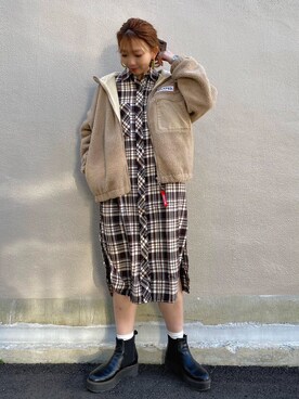 「MILKFED.（ミルクフェド）のアイテム（その他アウター）」を使った、佐藤 麻理さん（レディース・164cm）の冬コーディネート