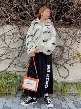 MILKFED.（ミルクフェド）の「ALL OVER LOGO BOA ZIP UP JACKET