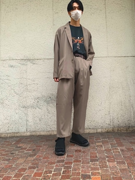 「JUNRED（ジュンレッド）のアイテム（サンダル）」を使った、すぎおさん（メンズ・172cm）の夏コーディネート