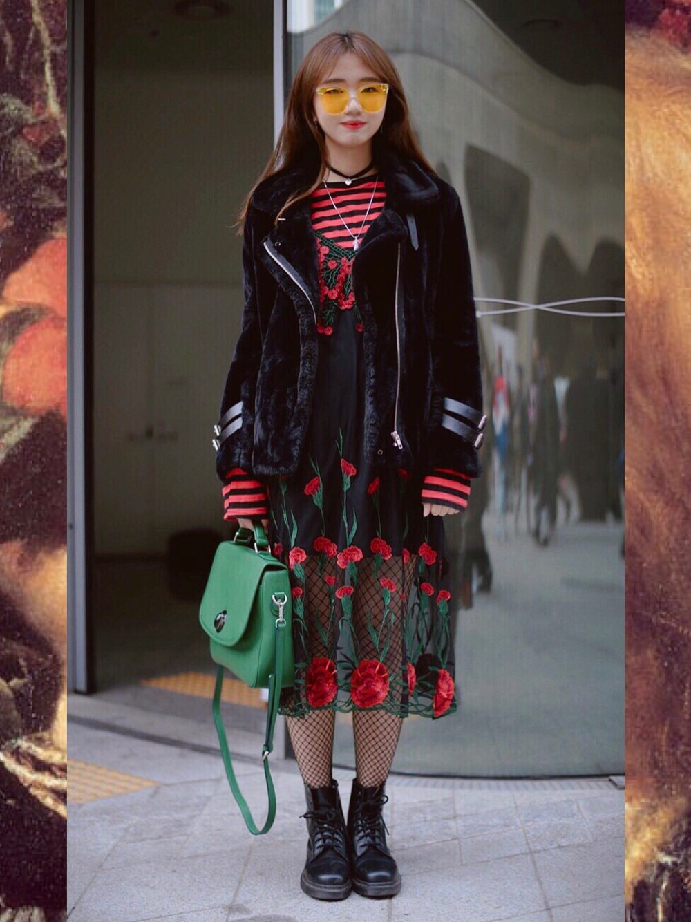 「Dr.Martens、FOREVER 21、ootd、daily look、ワンピース、follow、dress、fur」｜「FOREVER 21のアイテム（チュニック、ブラック系）」を使った、ソヒさん（レディース・169cm）の春コーディネートの1枚目の写真