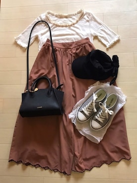 「スカラップ」｜「アイテム（キャップ）」を使った、miさん（レディース・153cm）の夏コーディネート