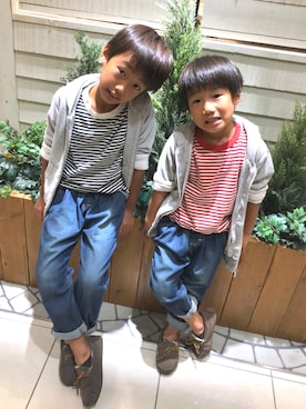 「アイテム（モカシン/デッキシューズ）」を使った、ようひなさん（キッズ・127cm）の秋コーディネート