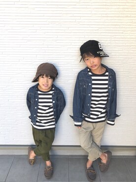 「アイテム（モカシン/デッキシューズ）」を使った、ようひなさん（キッズ・128cm）の冬コーディネート