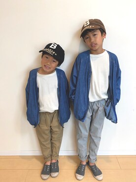 「BIG FIELD（ビッグフィールド）のアイテム（デニムジャケット）」を使った、ようひなさん（キッズ・132cm）の春コーディネート