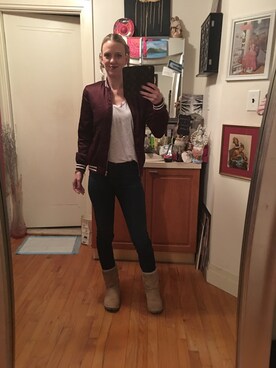 「FOREVER 21（フォーエバー トゥエンティーワン）のアイテム（ナイロンジャケット）」を使った、Kimさん（レディース・168cm）の冬コーディネート