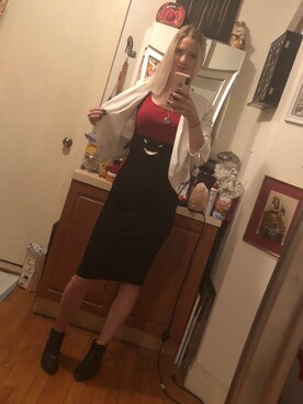 「Guess（ゲス）のアイテム（ノーカラージャケット）」を使った、Kimさん（レディース・168cm）の秋コーディネート