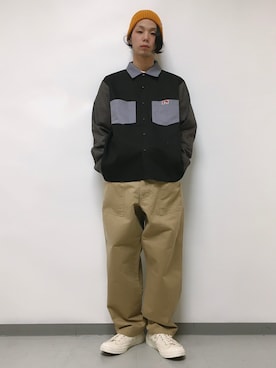 「Champion（チャンピオン）のアイテム（帽子）」を使った、いくしまらいき🐻さん（メンズ・173cm）の秋コーディネート