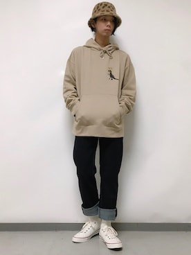 「Right-on（ライトオン）のアイテム（帽子）」を使った、いくしまらいき🐻さん（メンズ・173cm）の秋コーディネート