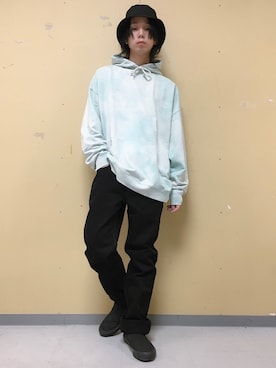 「Champion（チャンピオン）のアイテム（帽子）」を使った、いくしまらいき🐻さん（メンズ・173cm）の冬コーディネート